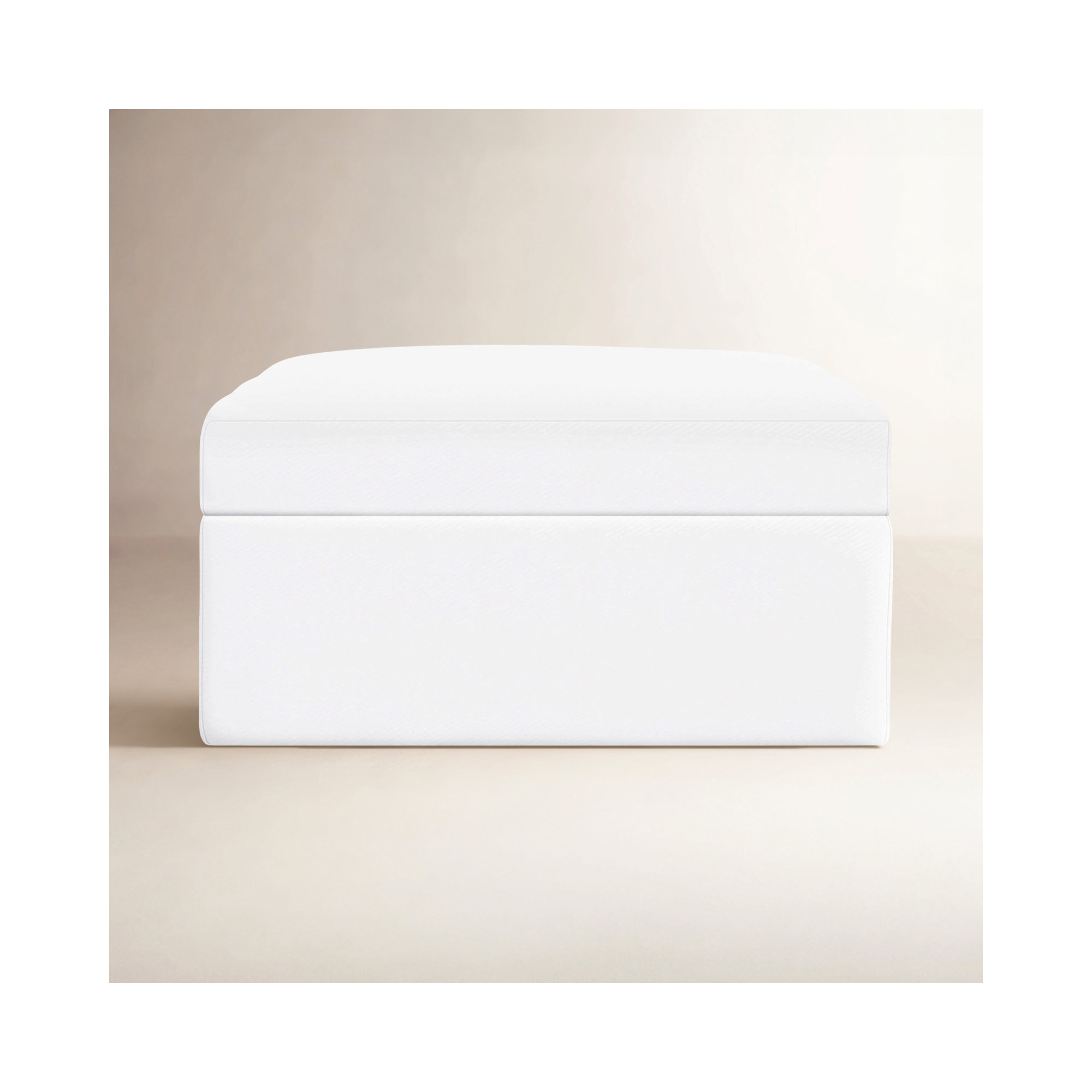 Kian Upholstered Ottoman, Classic Bleach White Twill