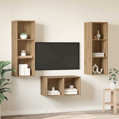 Tv Cabinet Set 37 X 37 X 107 Cm Engineered Wood
