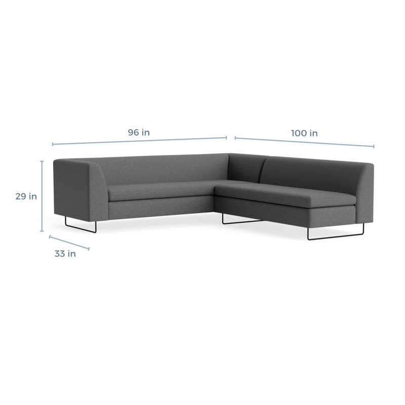 MTO - Bonnie & Clyde Sectional Sofa w/ Black Legs, Gabro Gray