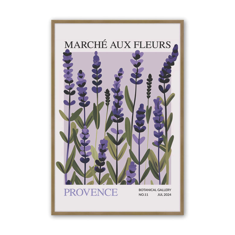 Imprimé du marché aux fleurs de Provence, Reproduction encadrée sans passe-partout, Or brossé