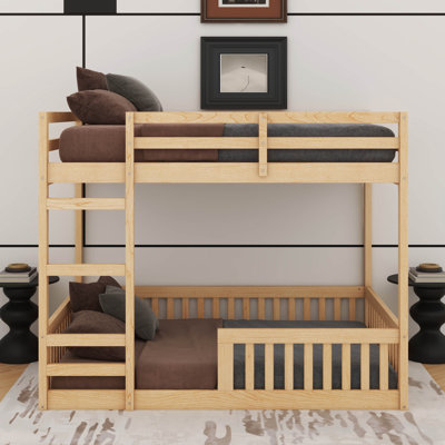 Full Over Full Wood Bunk Bed With Ladder