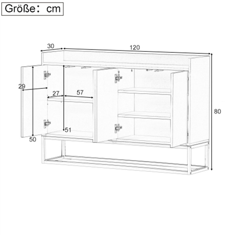 Kempsford 120cm Sideboard, White