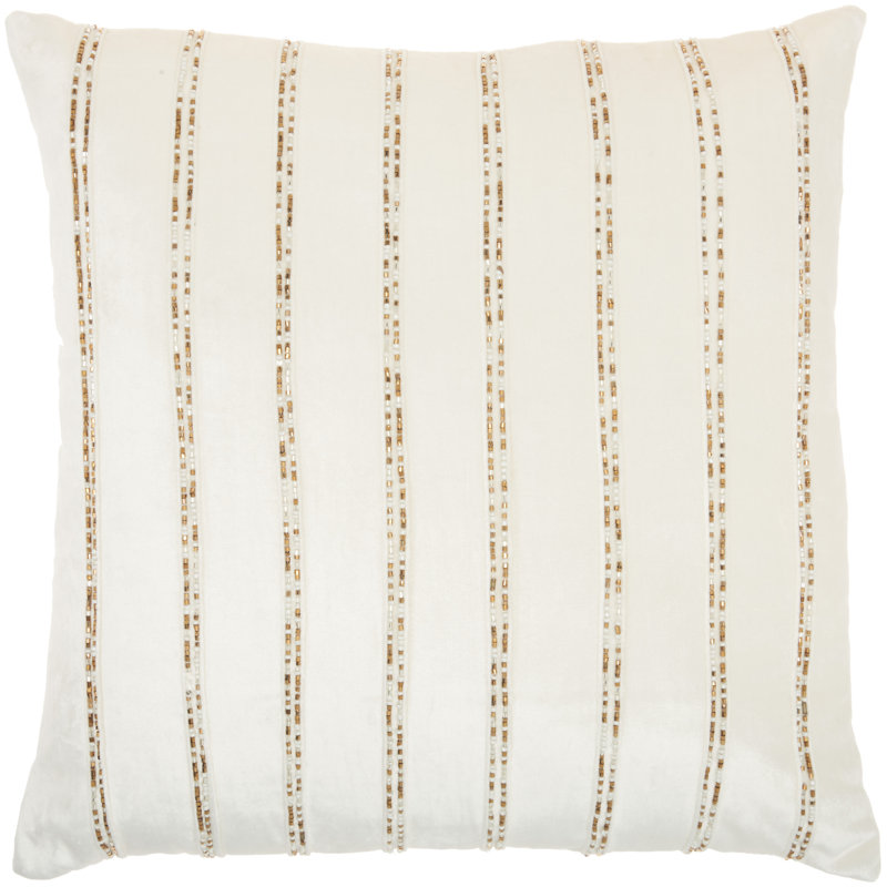 Square Velvet Pillow Cover & Insert, Ivory