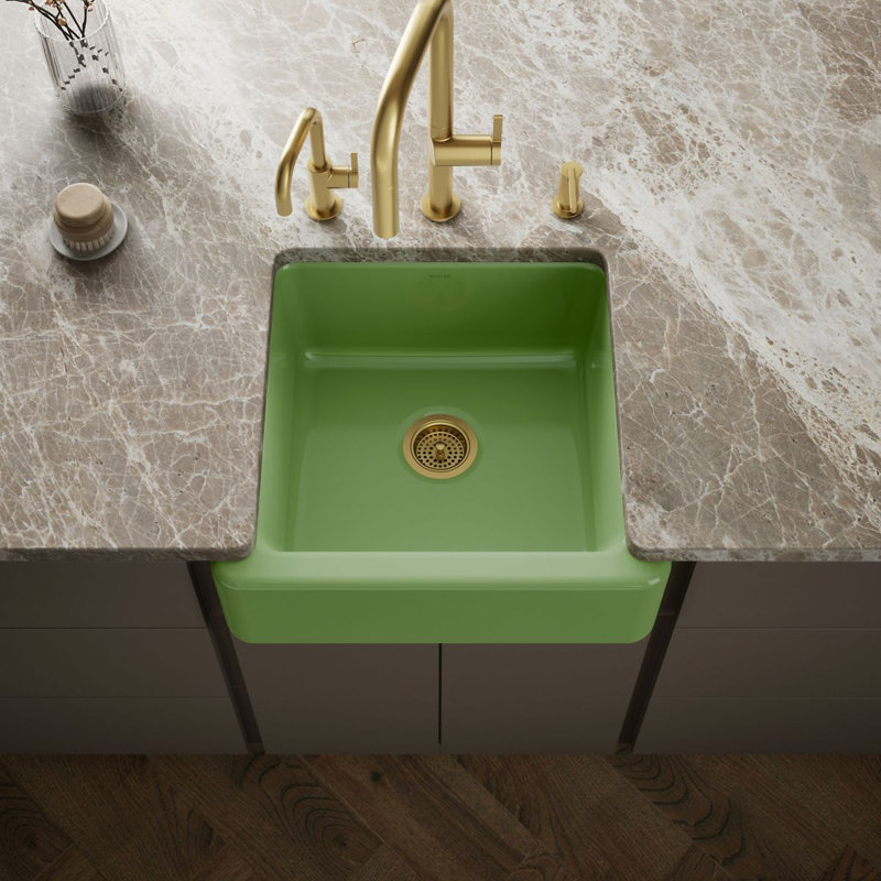 Whitehaven Self-Trimming 23.5"L x 21.5625"W Farmhouse Kitchen Sink, Fresh Green