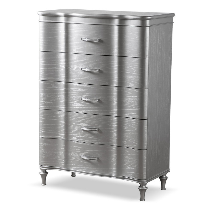 Commode 5 tiroirs Seabliss, Argent argent