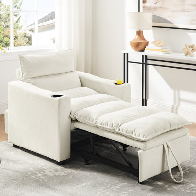 Canapé-lit 31 places convertible beige avec velours pour petit salon, lit ajustable à structure solide et moderne