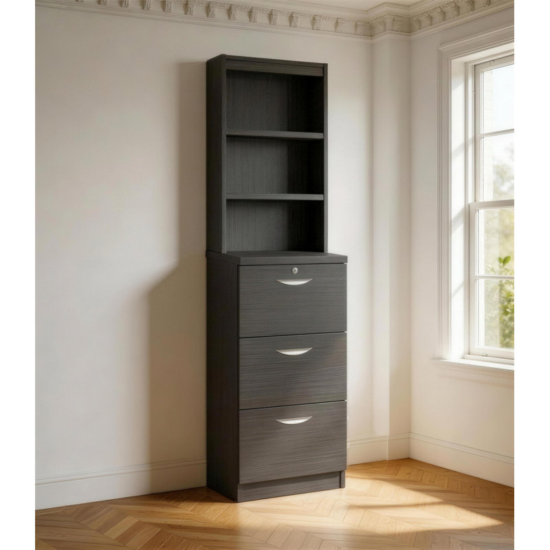 Jeremy 48cm Wide 3 -Drawer File Cabinet, Black Havana