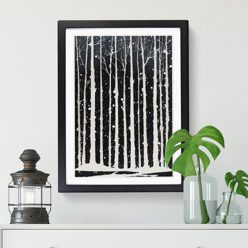 Winter Forest Splatter - Single Picture Frame Painting, Black, 64cm H x 46cm W x 2cm D