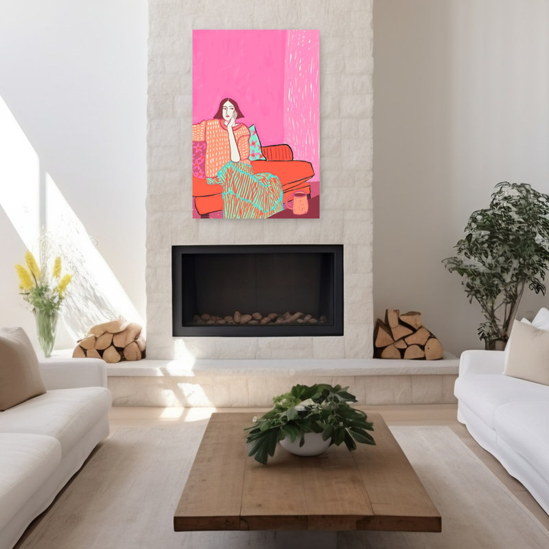 Art contemporain contemporain Lady on Couch, H 48 po x l 32 po