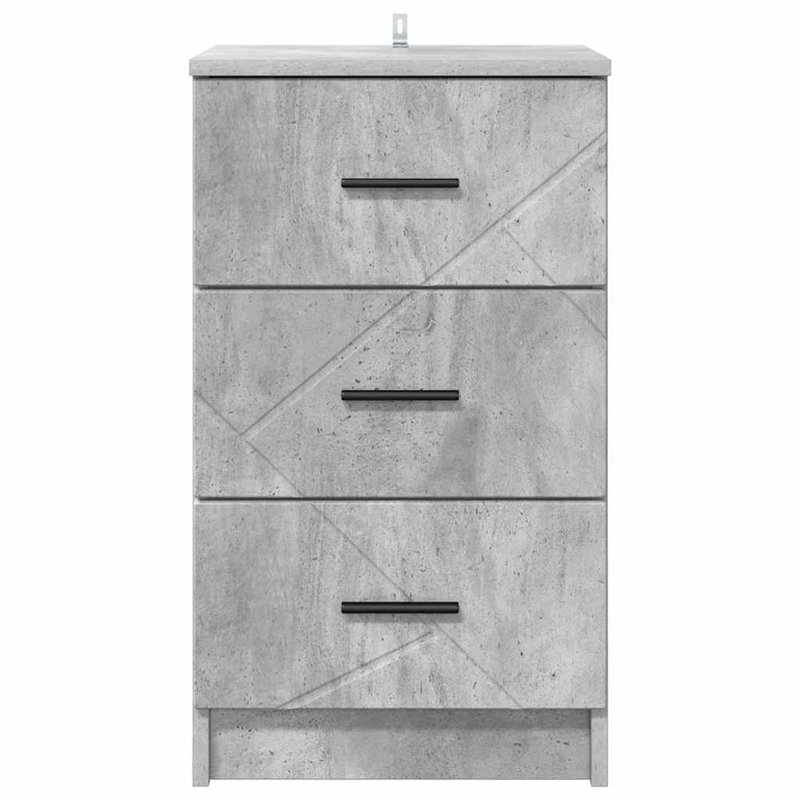 38cm W Manufactured Wood Bedside Table, Concrete Grey