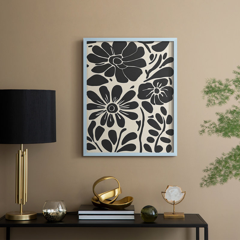 Imprimé floral Floral XVII - prêt à être accroché , Bleu, H 29 po x l 23 po