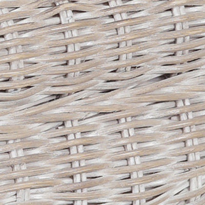 Rowan 18.5" Coastal Woven Rattan Vanity Stool with White Upholstered Cushion, Gray White Wash Mango Wood Backless Makeup Chair for Bedroom & Bath