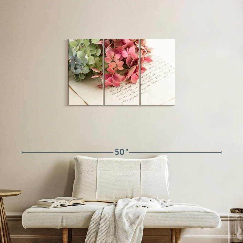 Hardie hortensia et lettre d'amour, H 20 po x l 33 po