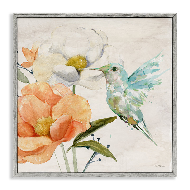 Colibri et fleur nectar, estampe numérique par Carol Robinson, H 17 po x l 17 po, Estampe numérique Farmhouse