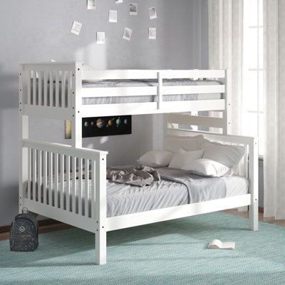 Tena Solid Wood Standard Bunk Beds Twin over Full with 4 Step Ladder, White