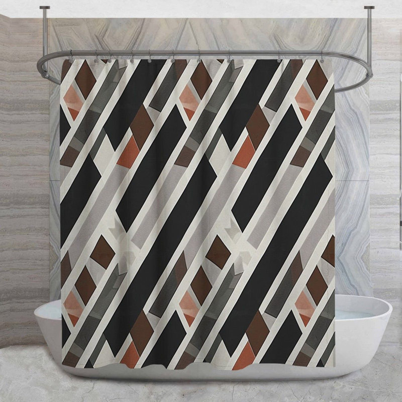 Rideau de douche rayé Cinde, H 73 po x l 70 po