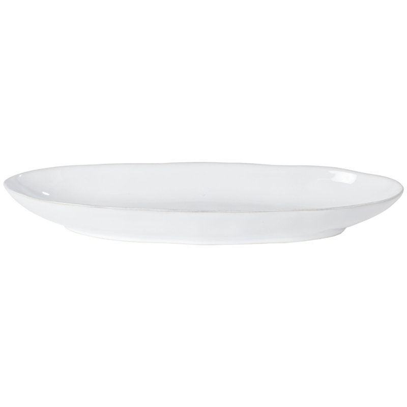 Livia Stoneware Platter, 2" H x 16" L x 5.75" W, White
