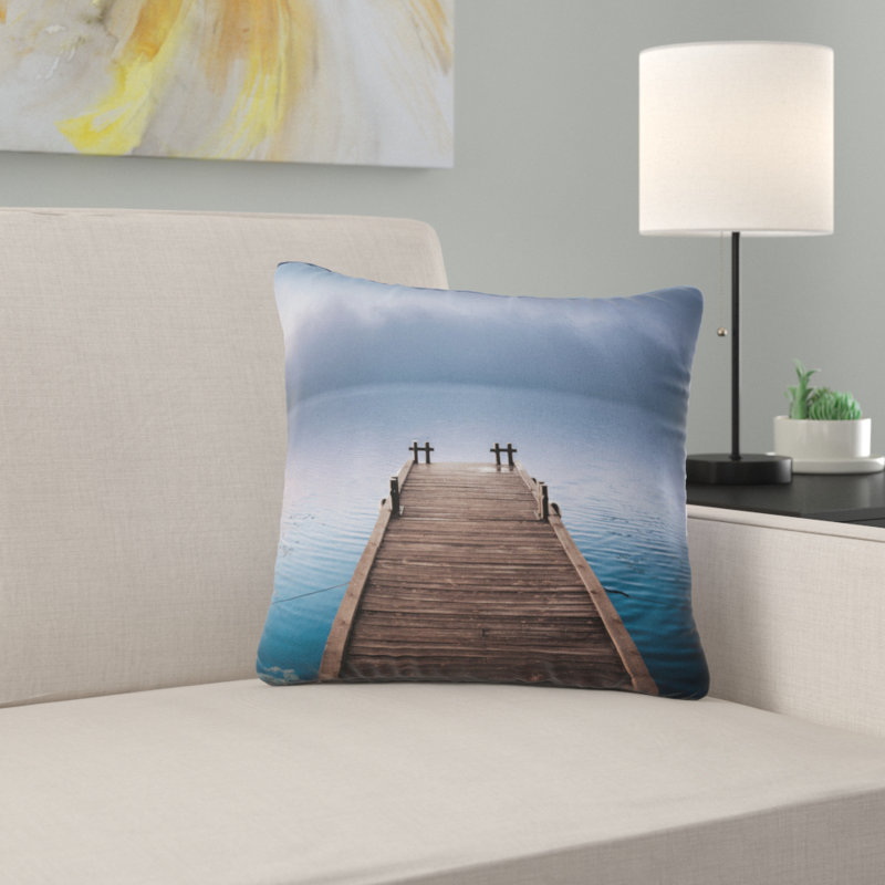 Coussin décoratif en bois seascape sous un coussin de ciel, 18 po x 18 po, Coussin décoratif
