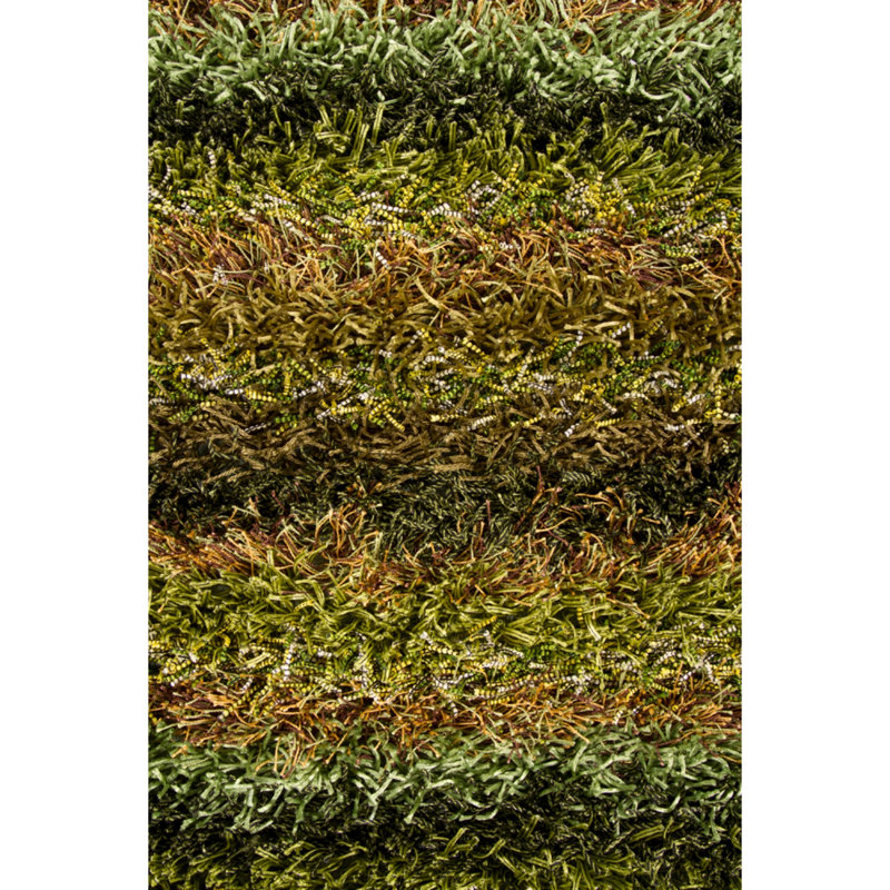 Kubu Hand Loomed Striped Area Rug in Green, Rectangle 7'9" x 10'6"