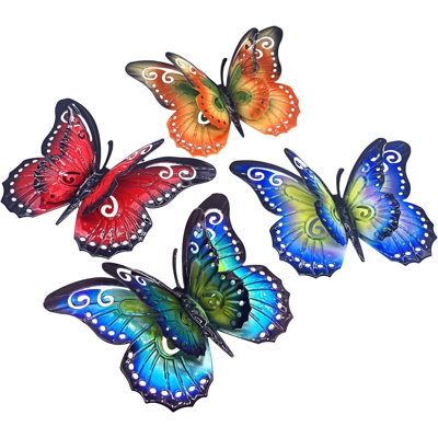 Metal Butterfly Outdoor Wall Decor- 6.5'' Double Wings Butterflies