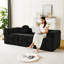 Canapé moderne désossé avec coussins décoratifs circulaires, tissu en polyester à poils longs texturé litchi doux pour la peau, tissu à carreaux-845818242-845818241-845818301