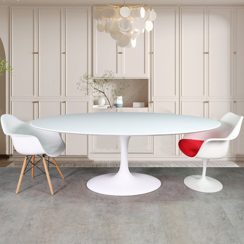 Cheatham Courtemanche Lippa White Oval Dining Table, 30" H x 66" L x 36" W 
