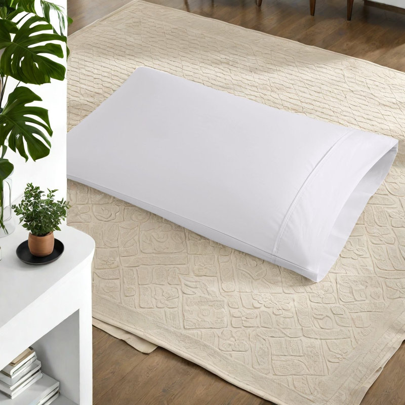 Cooling Queen Cotton Blend Sheets & Pillowcases, Modern White for Home