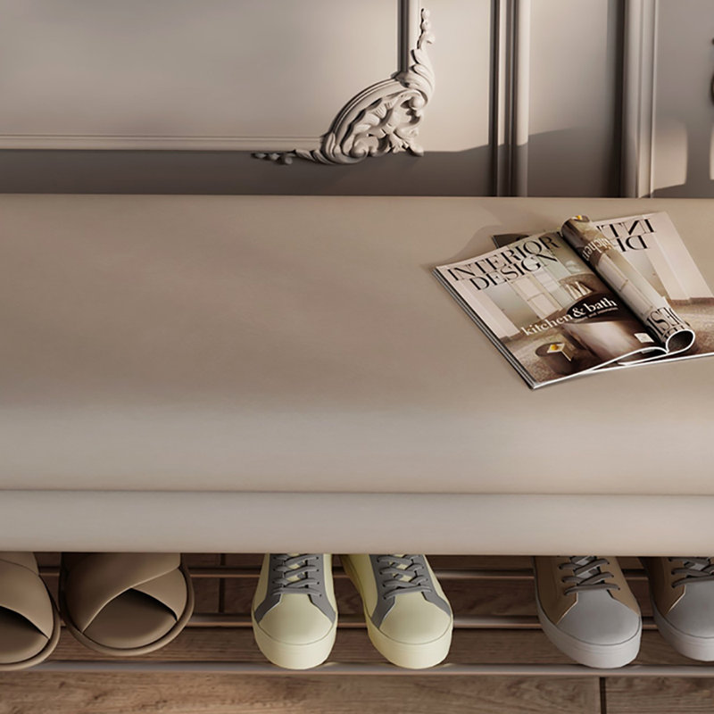 Tabouret à langer avec rangement 39,4 po, Beige/Orange