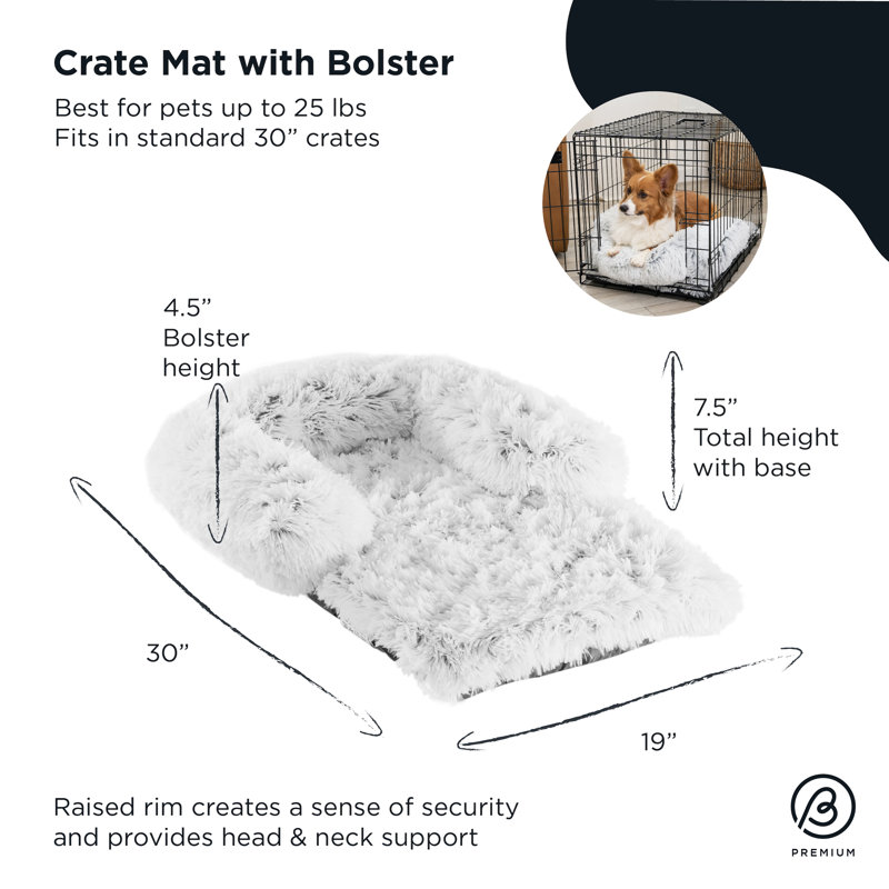 Medium Gray Faux Fur Orthopedic Dog Bed with Bolster