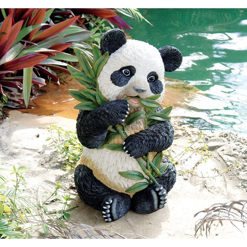 Hand-Painted Black and White Resin Panda Sculpture