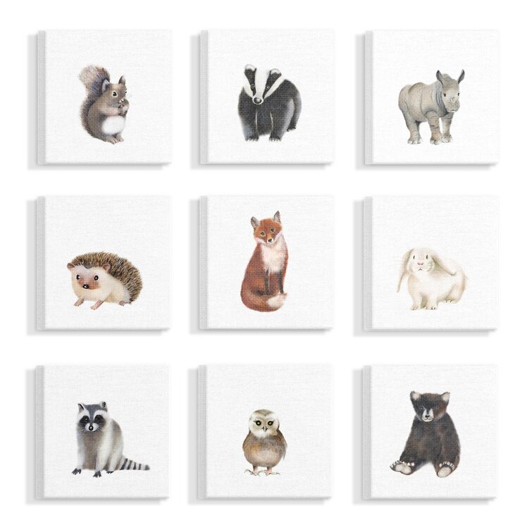 Høre fra Kinematik Reorganisere Viv + Rae Knupp 'Watercolor Woodland Animal Illustration' 9 Piece  Watercolor Painting Print Set on Canvas | Wayfair
