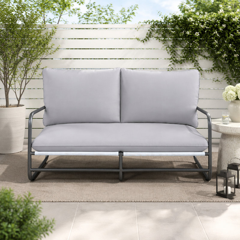 Causeuse d'extérieur 2 places avec structure en aluminium et coussins résistants à l'eau, 2-Seater Gunmetal