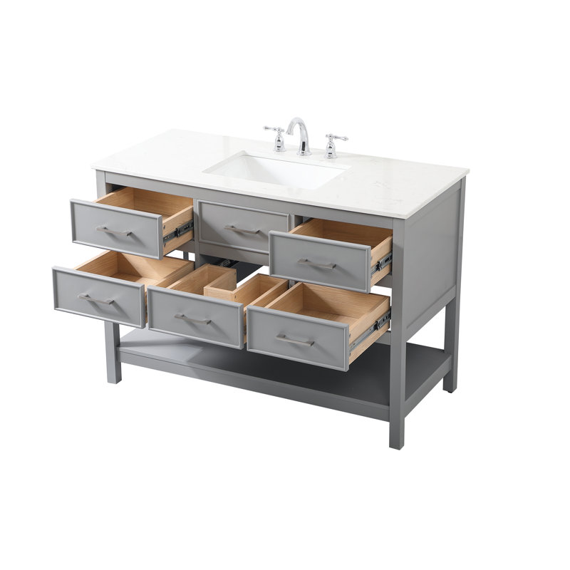Sinclaire 48'' Single Bathroom Vanity with Engineered Marble Top, Grey