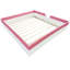 Très grande base de lit tapissier très grand avec clôture et escalier, combinaison rose et blanc, tissu éponge confortable, 10 lattes pour un soutien à long terme, installation simple et durable, facile à assembler