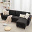 Canapé-lit modulaire en L coulissant avec chargement sans fil et USB, matelas en mousse à mémoire de forme, méridienne de rangement à double sens et fonctionnalité convertible 2-en-1.-1632754889