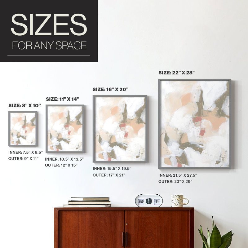 «Sand Story I», reproduction encadrée - bois massif, Cadre simple gris, H 10 po x l 8 po