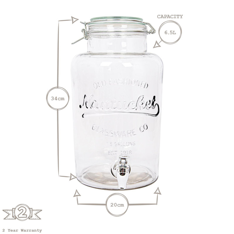 Rink Drink Glass Drinks Dispensers with Tap, 6.5L