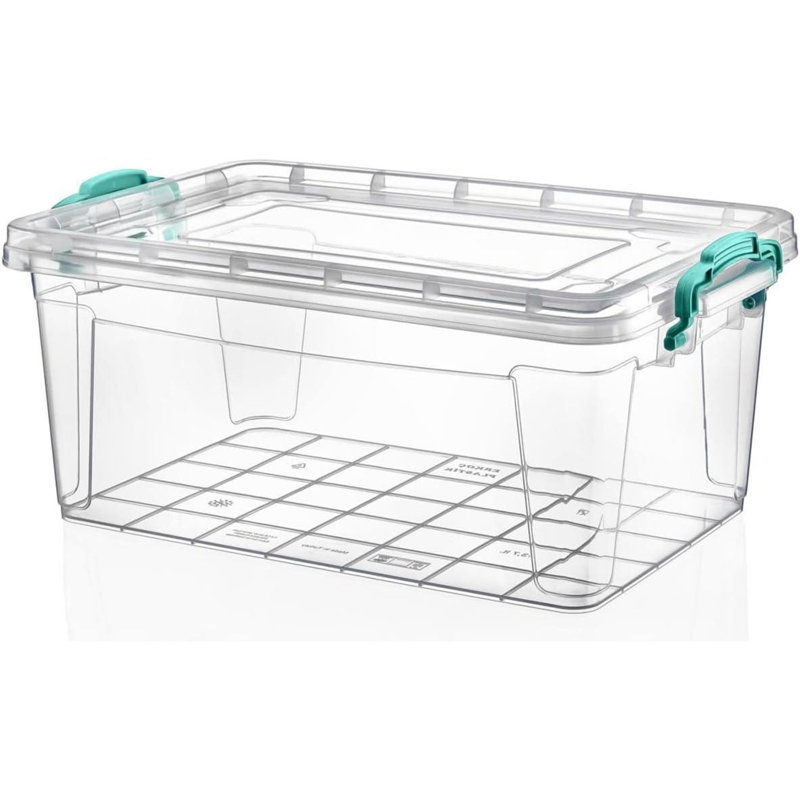 Rebrilliant Atropos Plastic Basket 10L Rectangle Plastic Storage Boxes Containers With Lids Pack Of 3
