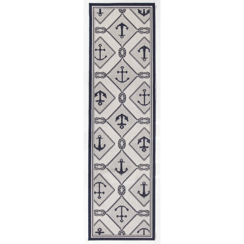 Tapis intérieur / extérieur bleu marine Mcrae, Tapis de couloir de 2 pi x 7 pi