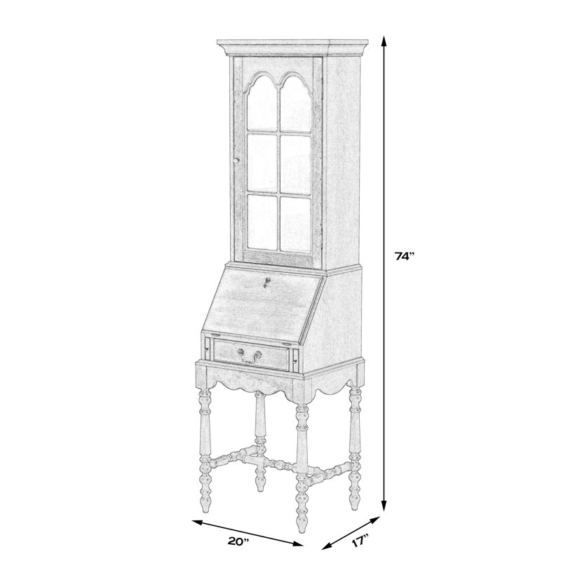 Shaila Secretary Desk with Hutch, Gray