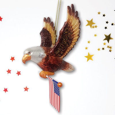 Ornement en verre American Bald Eagle, décor de Noël drapeau américain
