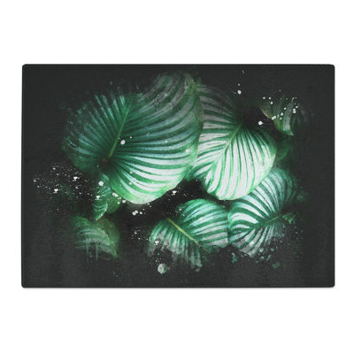 Tempered Glass Gathered Plant Leaves Chopping Board