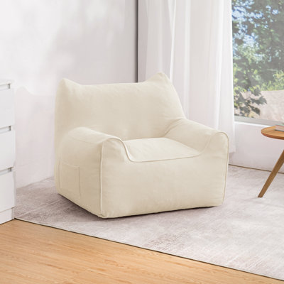 Bean Bag Chairs For Adults Cat Shaped Comfy Beanbag Chair Large Bean Bag Couch Sofa With Armrest And Filler For Living Room Bedroom by Trule