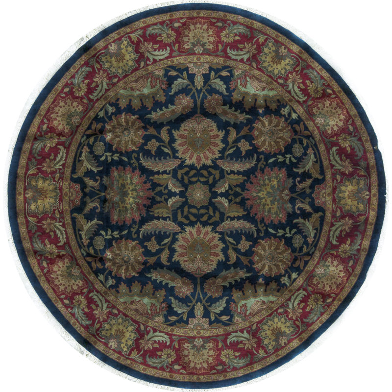 Wool Oriental Area Rug in Blue/Rust/Brown