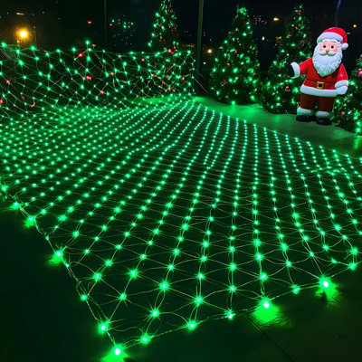 12 pi x 5 pi 360 lumières à DEL, 8 modes d'éclairage à DEL verte, lumières transparentes transparentes en maille avec contrôleur, lumières de décoration de Noël pour la fête de jardin