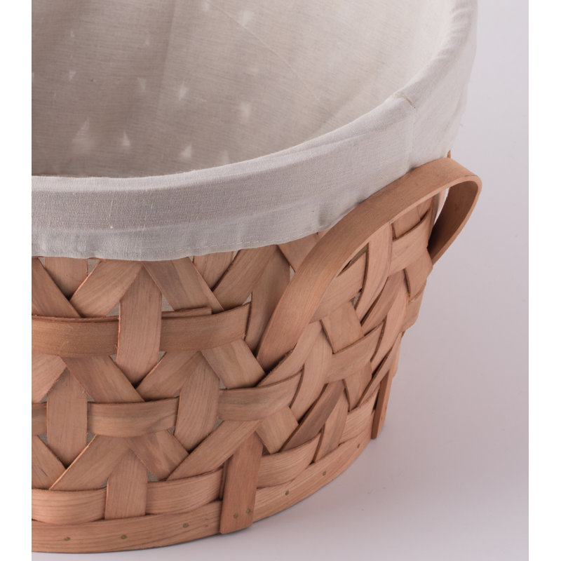 Panier à linge en bois manufacturé rond, H 9 po x l 16 po x P 16 po