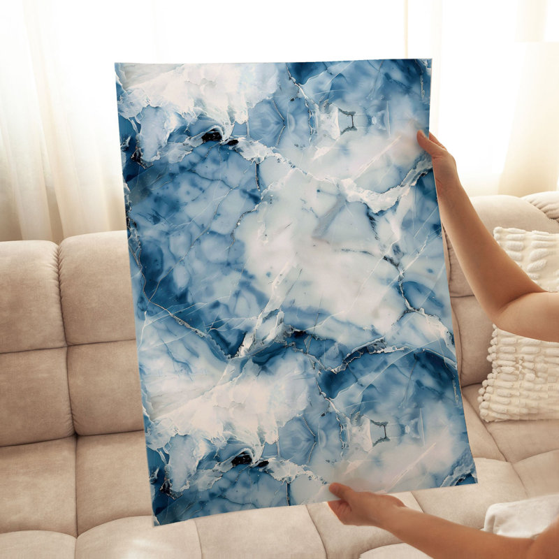 Abstrait marbre bleu abstrait I, reproduction d'art moderne sans cadre, H 10 po x l 8 po