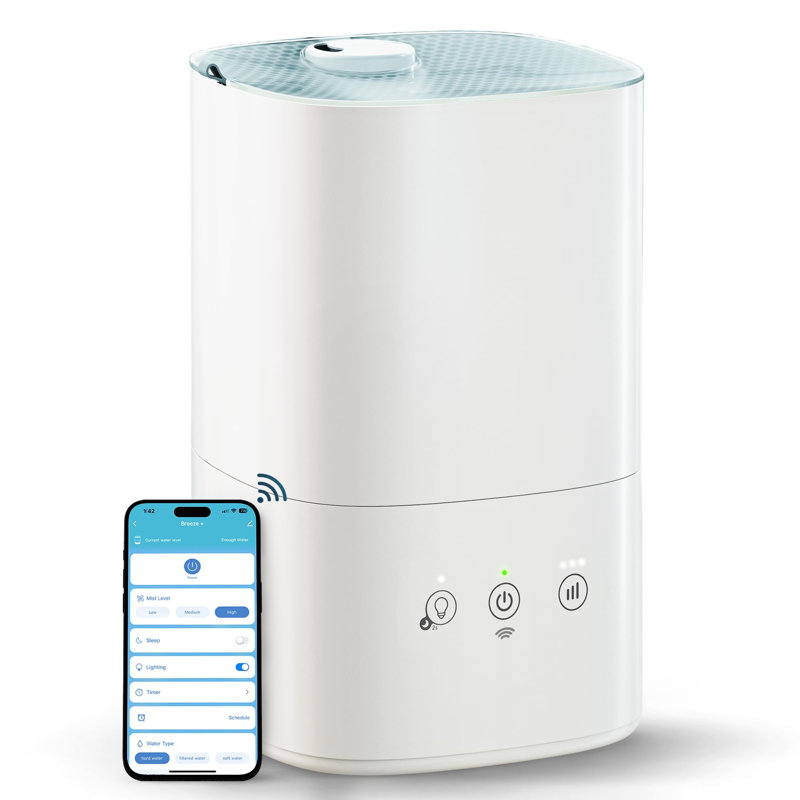 Ultrasonic Humidifiers For Bedroom Baby - Water Filter, Wifi App Controlled, Auto Mode, No Leak Design, Sleep Mode, Built-In Timer, Humidifier For Babies & Home