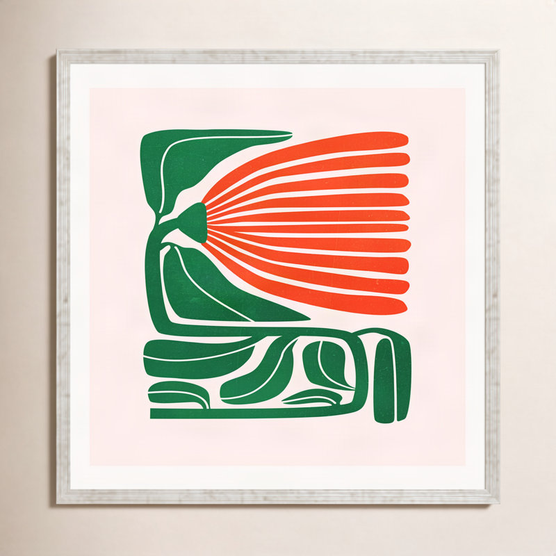 Udaya "Ferns Les Fleurs Flow" Print, 20" H x 20" W x 2" D, Black Floater Framed, No