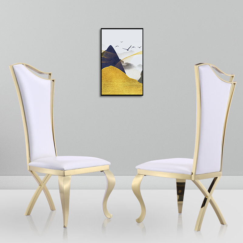 Chaise d'appoint en cuir Ljubov en blanc